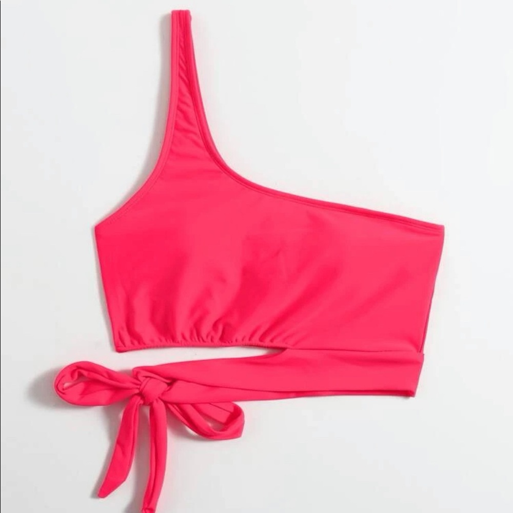 SHEIN Pink One-Shoulder Bikini Top Size Large